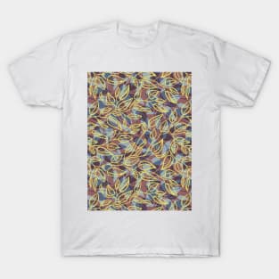 Minimalist Leaf Line Art Illustration as a Seamless Surface Pattern Design T-Shirt